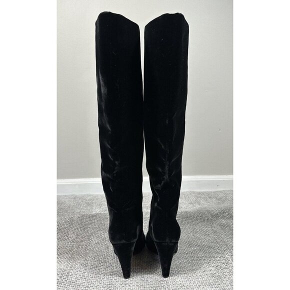 Saint Laurent Boots Women 35.5 US‎ 5.5 Black Velvet Niki Knee High Designer - Picture 10 of 16